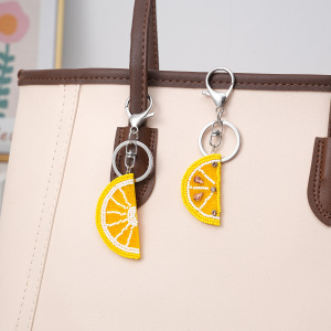 Porte-Clés Simple, Décontracté, En Perles De Couleur Unie, Perles De Rocaille Et Strass, Collection Fruits. h5 Image3
