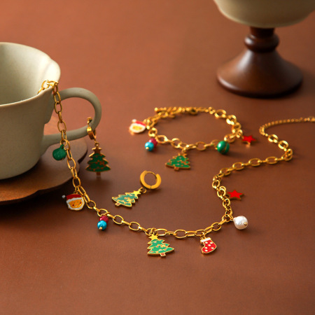 Colliers Pendentifs Pour Femmes, Collection Simple Series Daily Christmas, En Acier Inoxydable Étanche, Couleur Or 2