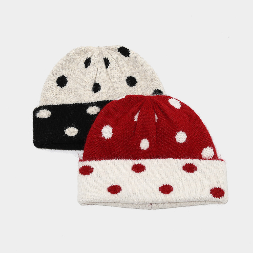 Bonnet Décontracté À Pois Multicolores En Laine Et Polyester De La Série Simple Image3