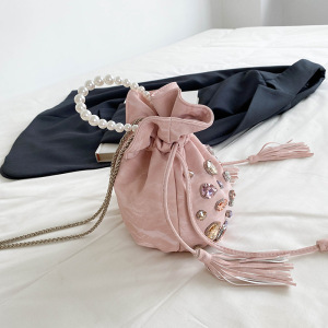 Sacs À Main Ronds Pour Femmes, Style Soirée, Ornés De Perles, De Sequins Et De Perles À Pompon Multicolores, Avec Chaîne En Pu. h5 Image3