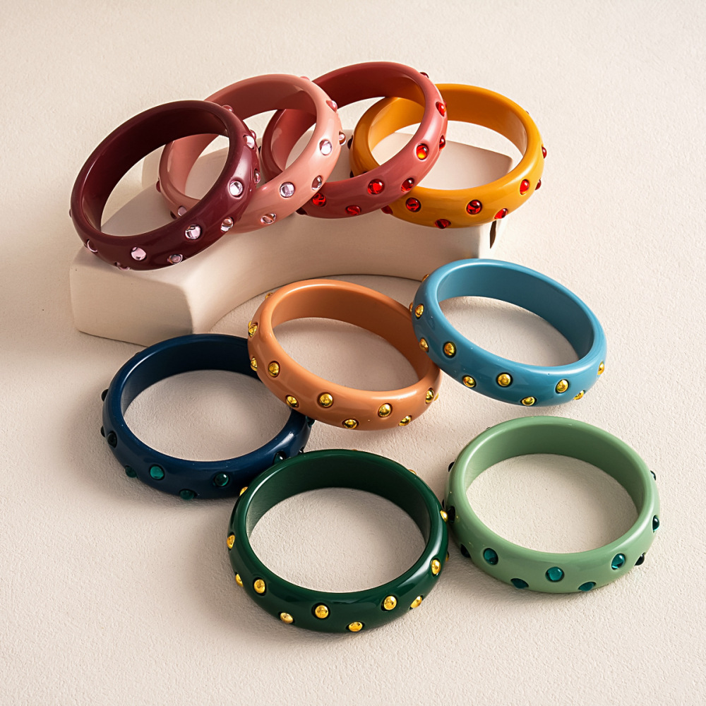 Bracelets Pour Femmes En Acrylique, Style Rétro, À Motif Cercle Simple Image4