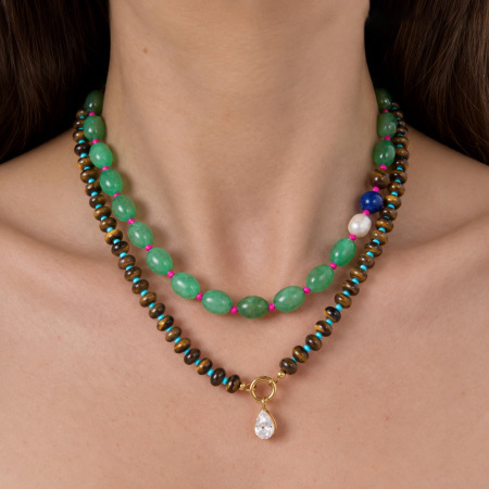 Colliers De Perles Pour Femmes, Ornés De Pierres Naturelles Et De Zircon Doré