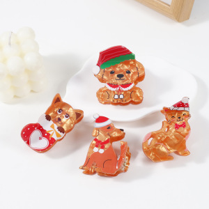 Série Simple, Mignon, Dessin Animé D'Animal De Noël, Teckel, Griffes En Pvc h5 Image3