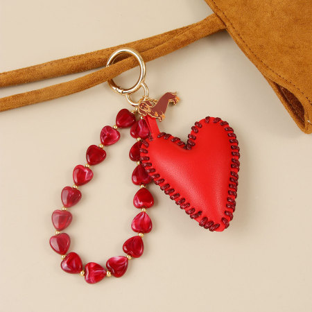 Breloques Pour Sac En Acrylique, Perles Unies En Forme De Cœur, Collection Simple Series Daily