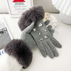 Gants En Laine Élégants, Unis, À Forme Géométrique, De Couleur Unie, De La Série Luxueuse h5 Image4