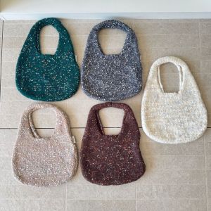 Sacs À Main Ronds Pour Femmes En Polyester Tissé, Style Décontracté, Couleur Unie Ou Dégradée. h5 Image3