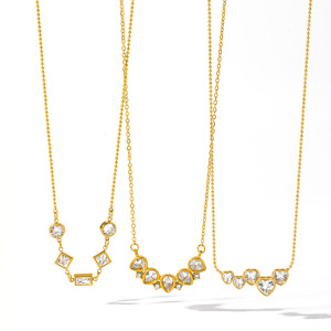 Colliers À Maillons Pour Femmes En Acier Inoxydable, Étanches, Couleur Or, Ornés De Strass. h5 Image3