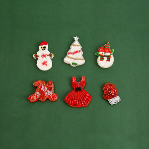 Broches Ethniques Mignonnes De Noël À Pompons Et Perles Tissées En Rocaille Faites À La Main h5 Image3