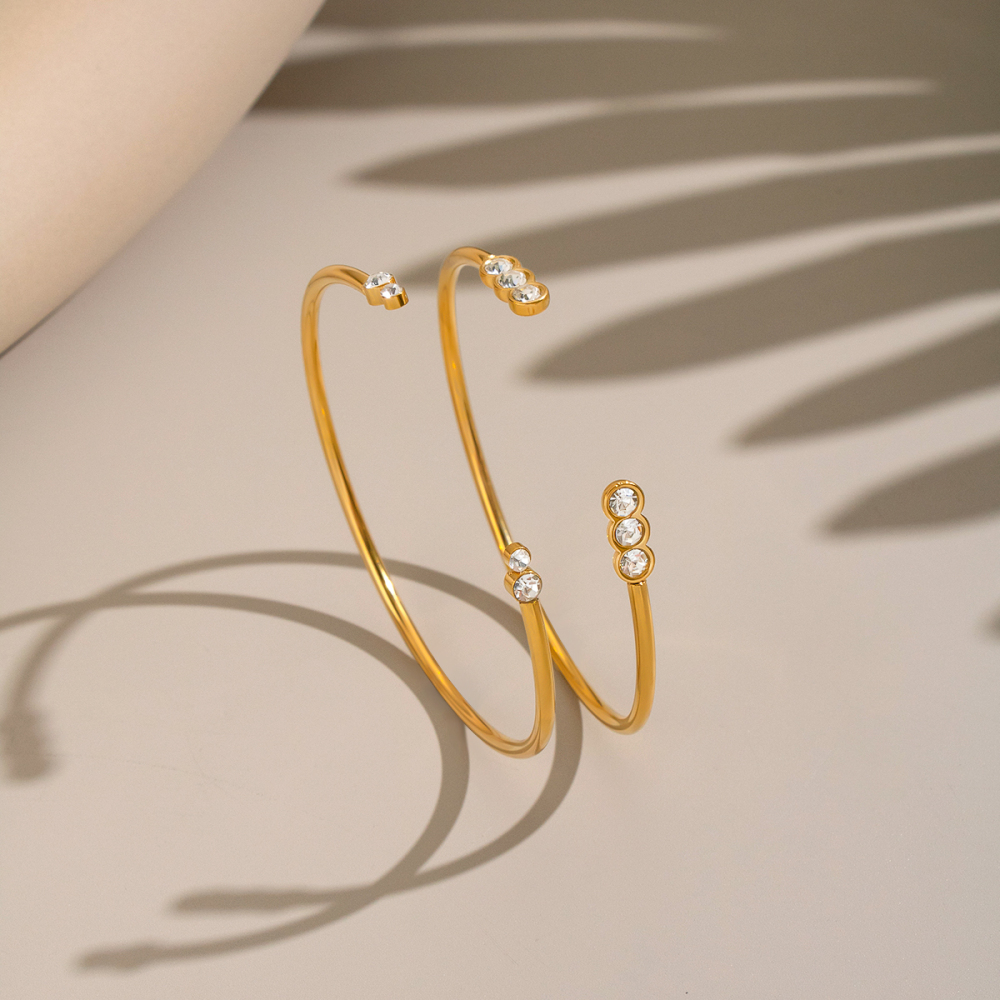 Bracelets Manchettes Pour Femmes En Acier Inoxydable Doré, Forme Géométrique Simple Image5