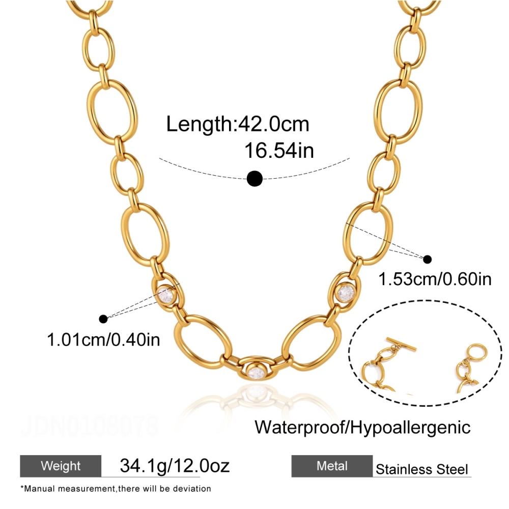 Ensembles De Colliers Pour Femmes En Acier Inoxydable, Chaîne Simple, Étanche, Couleur Or Et Zircon. 