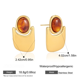 Boucles D'Oreilles Puces Pour Femmes, Style Rétro Géométrique, En Acier Inoxydable, Couleur Or, Étanches, Collection Classique h5 