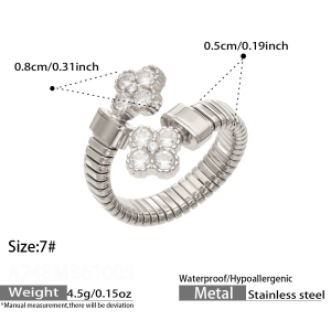 Bagues Pour Femmes En Acier Inoxydable Doré, Ornées D'Un Zircon Et D'Un Trèfle Classique En Forme De Goutte D'Eau, Collection Luxe. Modèle Classique. h5 