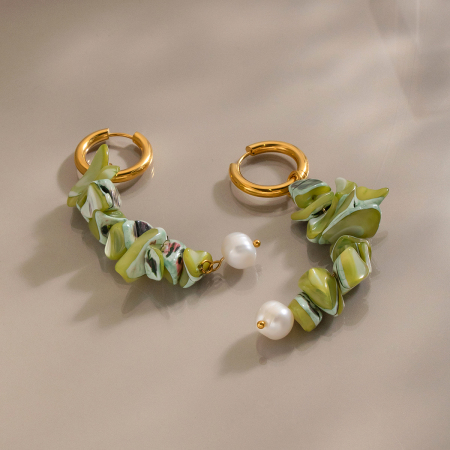 Boucles D'Oreilles Pendantes Pour Femmes En Acier Inoxydable, Couleur Or, Imperméables, En Forme De Coquillage 2