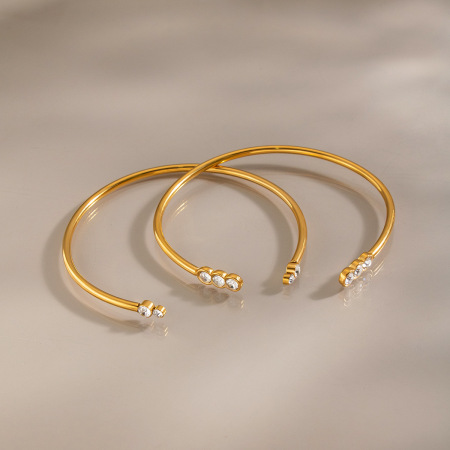 Bracelets Manchettes Pour Femmes En Acier Inoxydable Doré, Forme Géométrique Simple