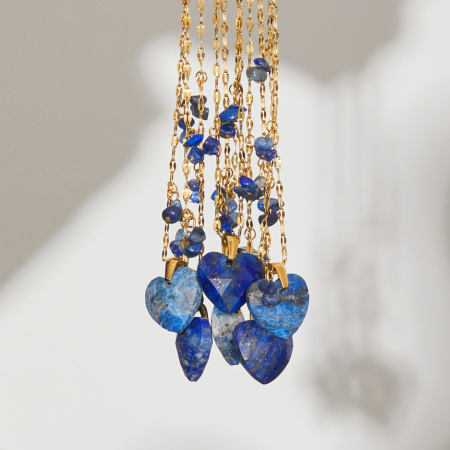 Colliers Pendentifs Pour Femmes En Acier Inoxydable, Pierre Naturelle, Étanche, Couleur Or, En Forme De Cœur 2