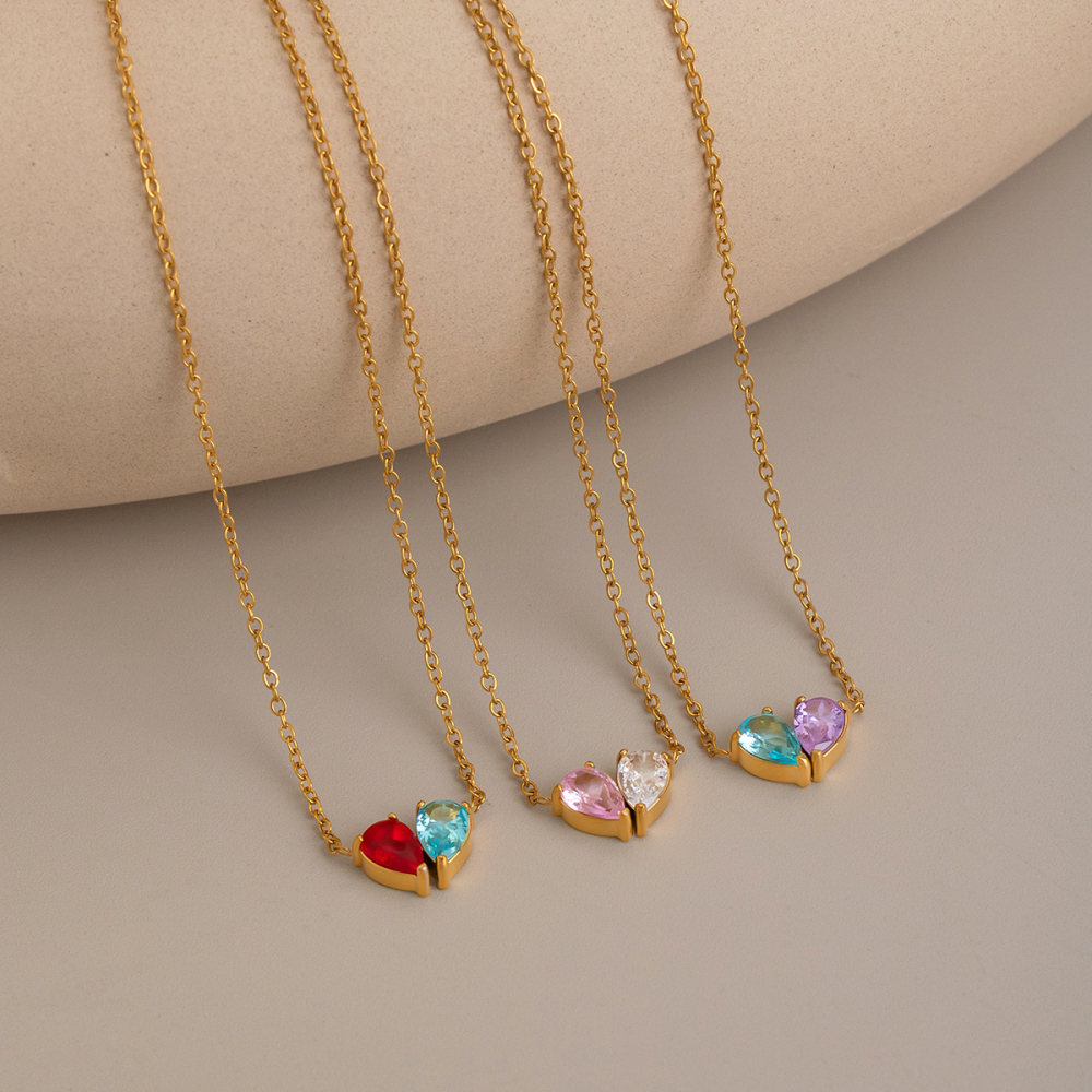 Colliers Pendentifs Pour Femmes En Acier Inoxydable, Couleur Or, Avec Zircon En Forme De Goutte Image2