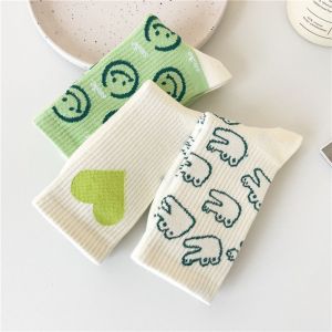 Chaussettes Mi-Mollet À Pois Animaux, Imprimé Aléatoire, Couleurs Contrastées Et Cœurs, Légèrement Rebondissantes h5 Image3