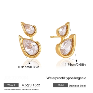 Boucles D'Oreilles Puces Pour Femmes En Acier Inoxydable, Étanches, Couleur Or, Avec Zircon. h5 