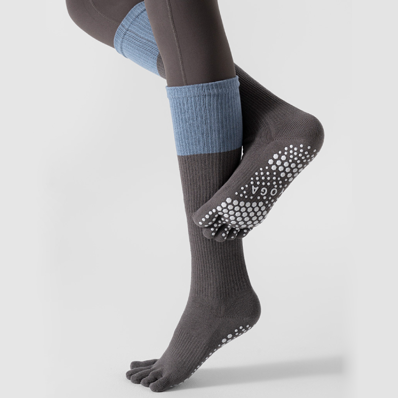 Chaussettes De Yoga À 5 Orteils Pour Femmes, À Rebond Élevé Et Coloris Contrastés. Image3