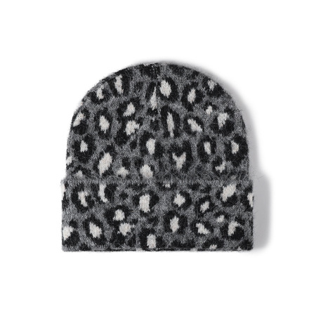Bonnet Femme Décontracté En Laine Et Polyester À Imprimé Léopard