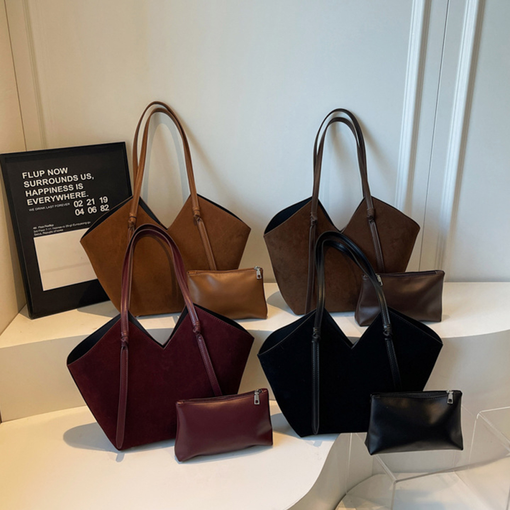 Sacs Cabas Pour Femmes En Daim Uni, Style Parisien Chic h5Image3