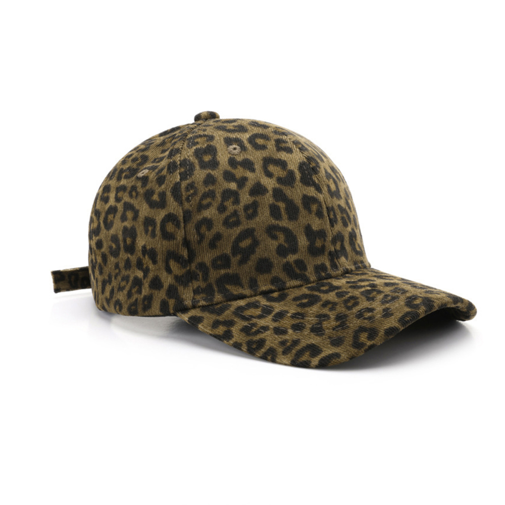 Casquette De Baseball Femme En Velours Côtelé Imprimé Léopard Décontracté 