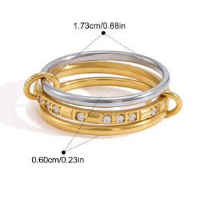 Bagues Romantiques Élégantes De Forme Irrégulière, Ronde Et Géométrique, En Acier Inoxydable Étanche, Couleur Or, Ornées De Zircon. h5