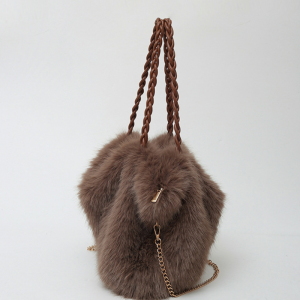 Sacs À Bandoulière Carrés Pour Femmes, Style Décontracté, Couleur Unie, Imitation Fourrure Duveteuse h5 Image8