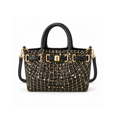 Sacs Bandoulière Carrés Pour Femmes, Style Parisien Chic, Ornés De Sequins Et De Détails Métalliques, À Carreaux Unis, En Polyester Tissé.