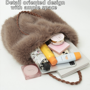 Sacs À Bandoulière Carrés Pour Femmes, Style Décontracté, Couleur Unie, Imitation Fourrure Duveteuse h5 Image10
