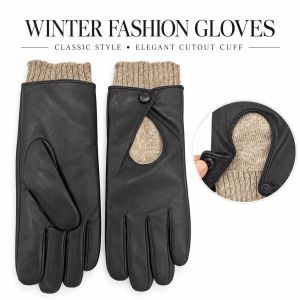 Gants En Pu Patchwork Uni Couleur Unie De La Gamme Simple Series h5 Image4