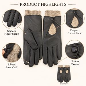 Gants En Pu Patchwork Uni Couleur Unie De La Gamme Simple Series h5 Image5