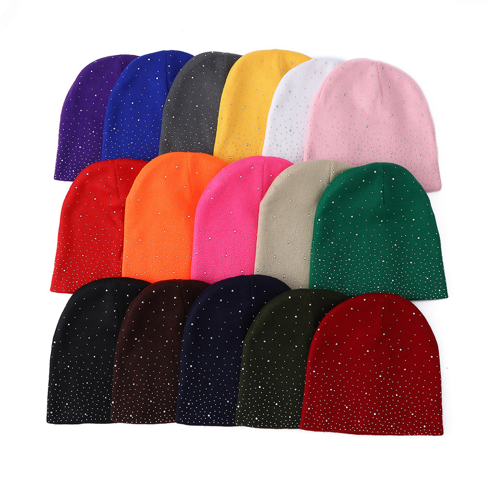 Bonnet Unisexe Décontracté En Nylon Uni Avec Strass, Collection Simple Series h5Image4