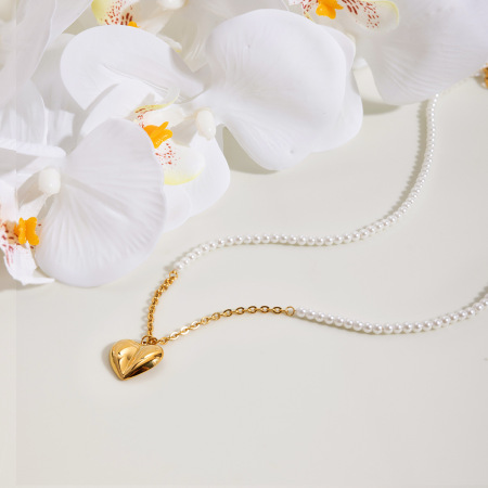 Collier pendentif femme en acier inoxydable doré, délicat, en forme de cœur (1 pièce) 2