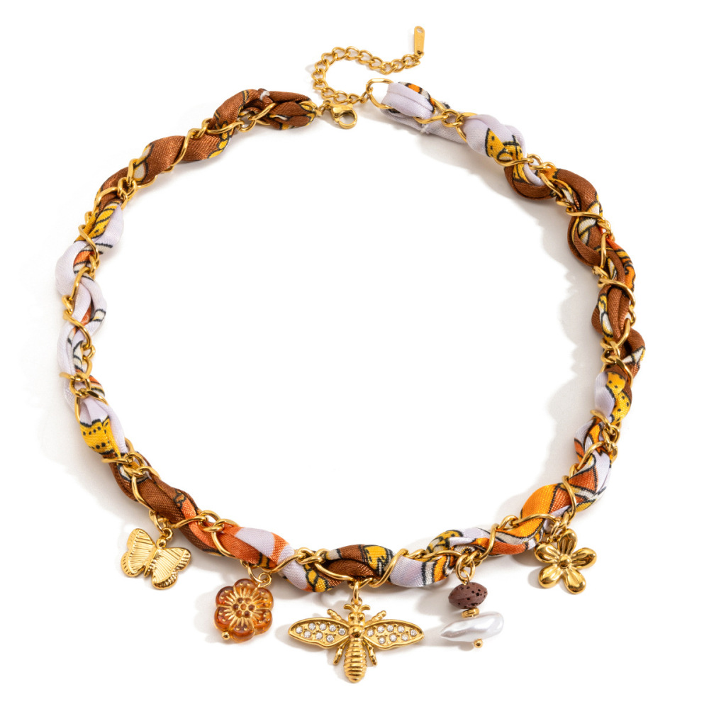 Collier Pendentif Femme Chic Bee En Acier Inoxydable Étanche Couleur Or (1 Pièce) 