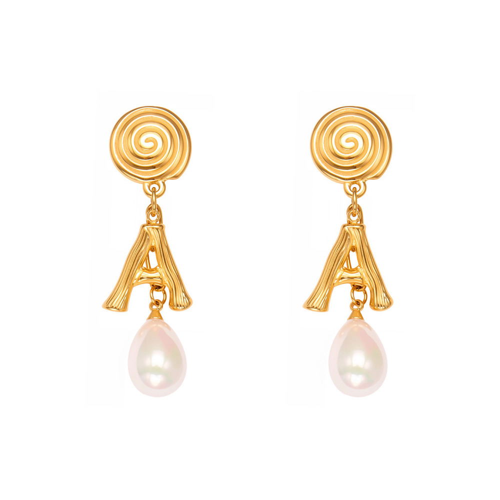 Boucles D'Oreilles Pendantes Classiques En Forme De Lettre A, En Acier Inoxydable Étanche, Couleur Or, Pour Femme (1 Paire).