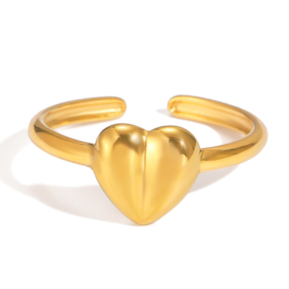 Bague Minimaliste Moderne En Forme De Cœur, En Acier Inoxydable Étanche, Couleur Or (1 Pièce) 