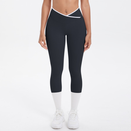 Bas de sport skinny extensible, color block, style croisé, 1 pièce 2