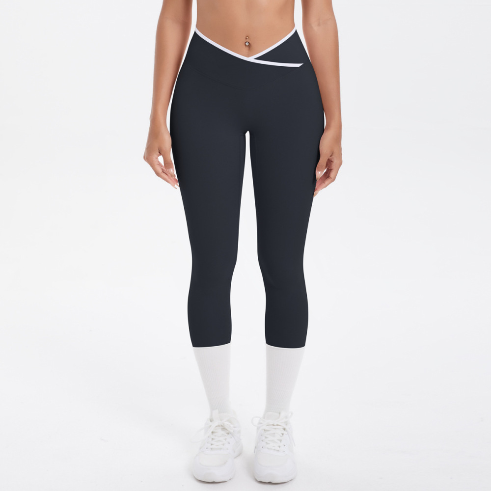 Bas De Sport Skinny Extensible, Color Block, Style Croisé, 1 Pièce h5Image2