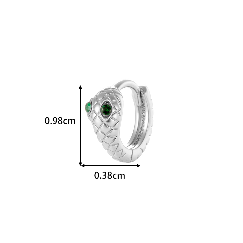 Boucles D'Oreilles Créoles Élégantes Pour Femme, Motif Serpent, Cuivre Et Zircon (1 Pièce) Image2