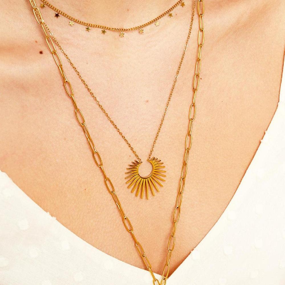 Collier Pendentif Étoiles Soleil Or Image4