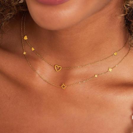 Collier étoiles en acier inoxydable