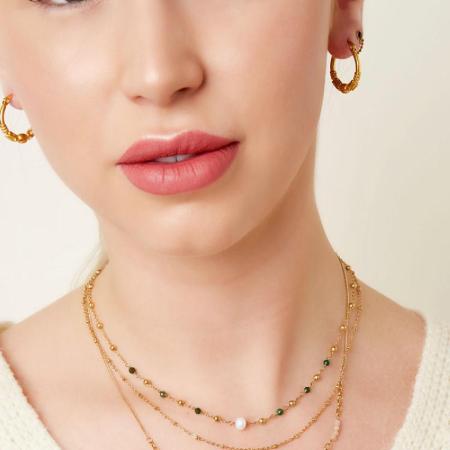 Collier avec petites perles et perles de pierre