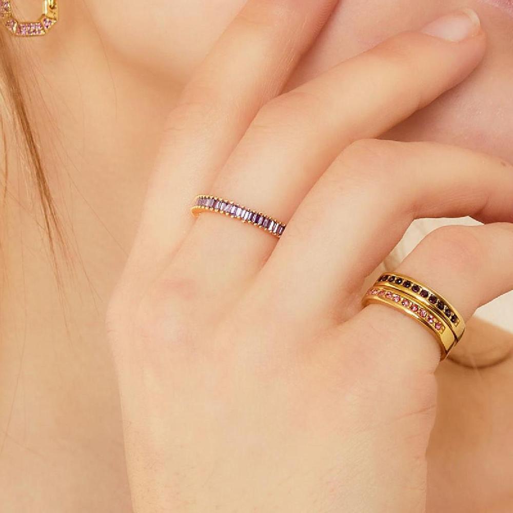Bague En Acier Inoxydable Avec Pierres De Zircon Image4