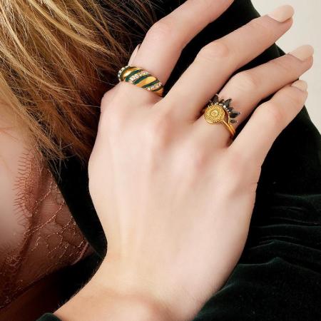 Bague couronne en acier inoxydable et zircon