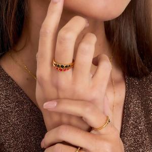 Bague En Acier Inoxydable Avec Zircon Brillant h5 Image3