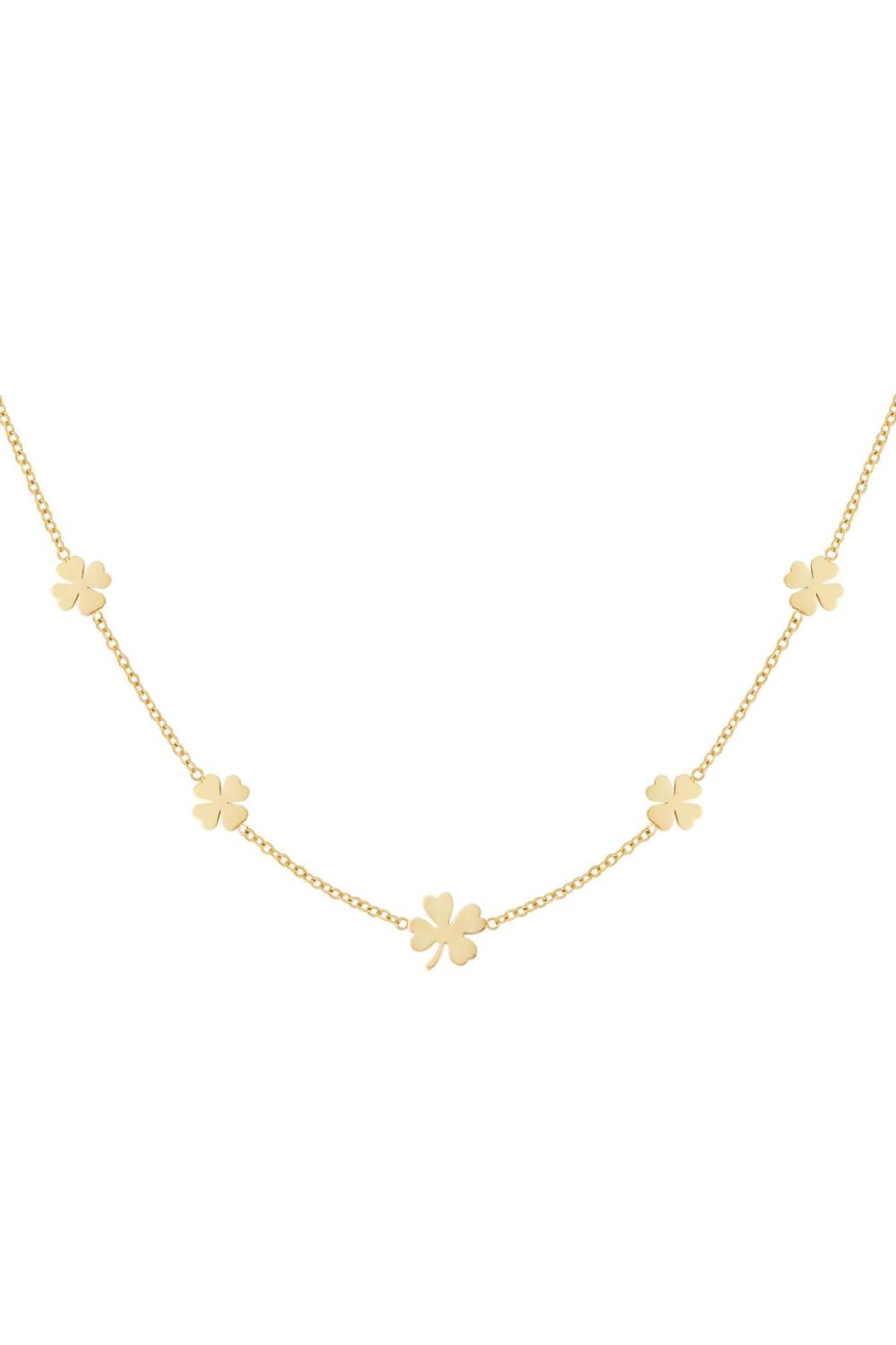 Collier 5 Trèfles Couleur Or Acier Inoxydable 
