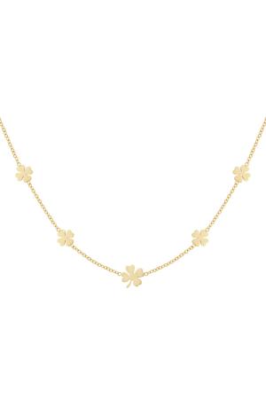 Collier 5 Trèfles Couleur Or Acier Inoxydable h5 