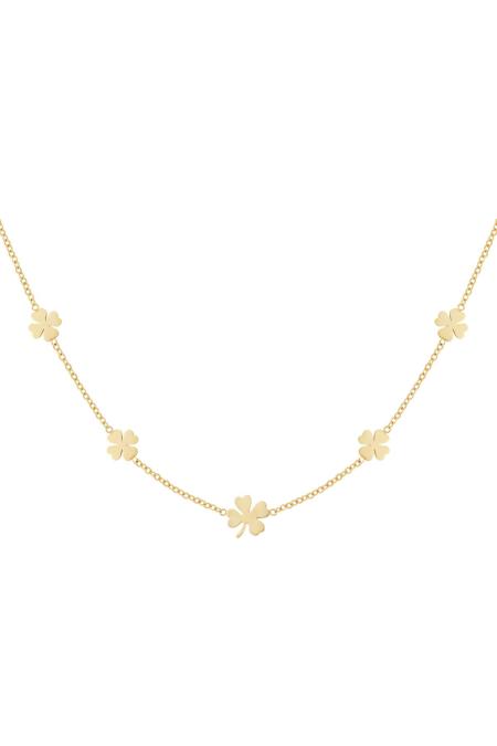 Collier 5 trèfles Couleur or Acier inoxydable