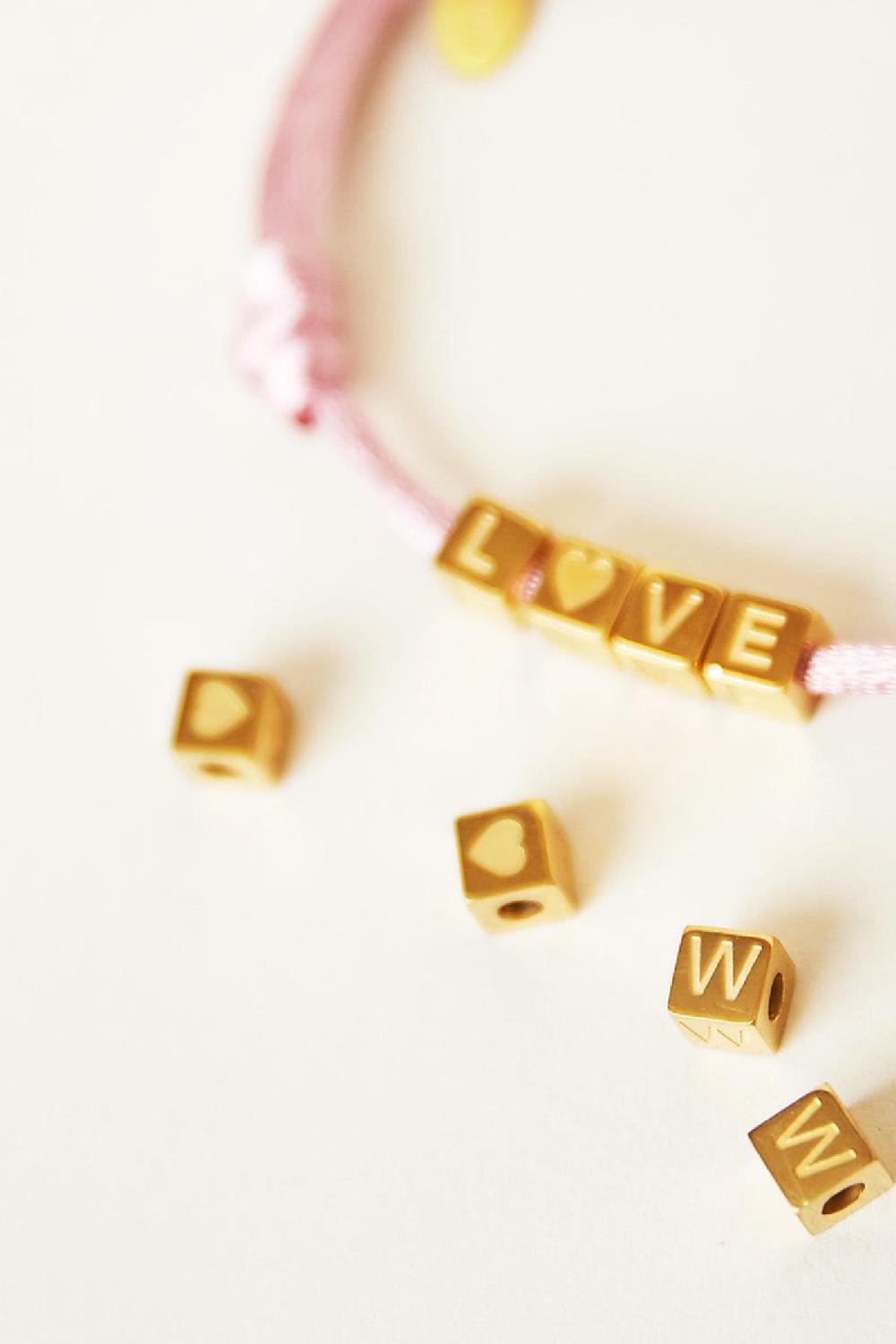 Diy Perles Alphabet Couleur Or A Acier Inoxydable Image2